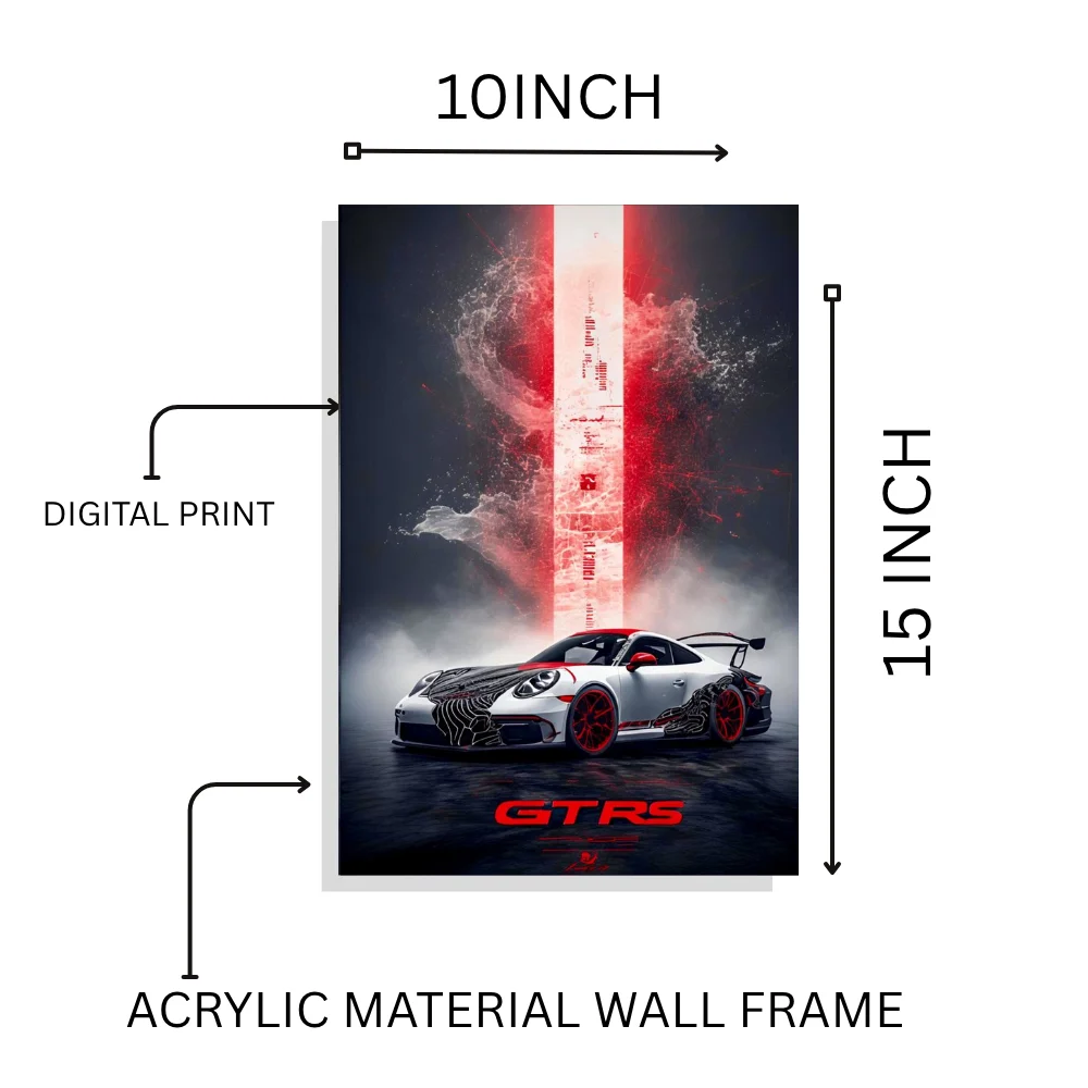 Djane Studio Car Acrylic Wall Frame | Luxury Car Wall Frame for Living Room, Bedroom, Office & Gaming Room | Modern Home Décor | Pack of 1 | Size 15x10 Inch